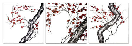 Red Plum Print Set of 3